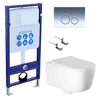 Aquatek Унитаз подвесной Лугано AQ2002-00 в комплекте с инсталляцией Standard INS-0000012 с клавишей смыва KDI-0000018 хром и крепления KKI-0000002